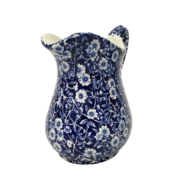 Vintage Blue Calico Jug Small Pitcher 20 oz. Royal Crownford Staffordshire England