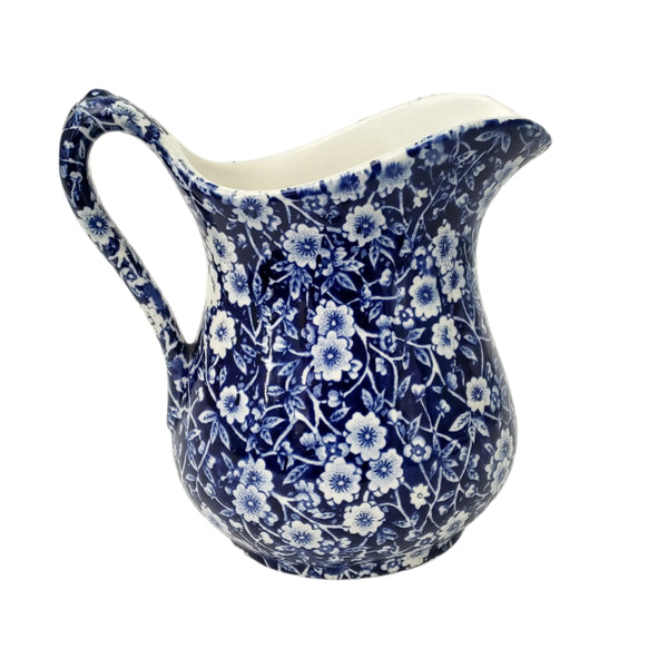 Vintage Blue Calico Jug Small Pitcher 20 oz. Royal Crownford Staffordshire England