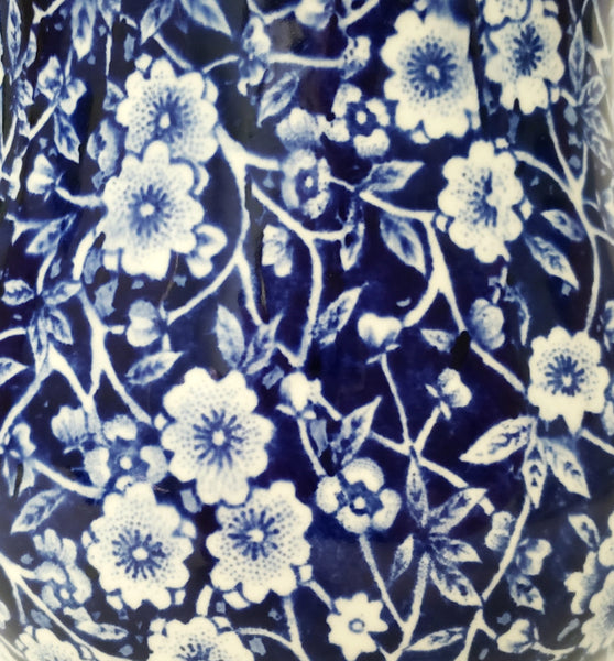 Vintage Blue Calico Jug Small Pitcher 20 oz. Royal Crownford Staffordshire England