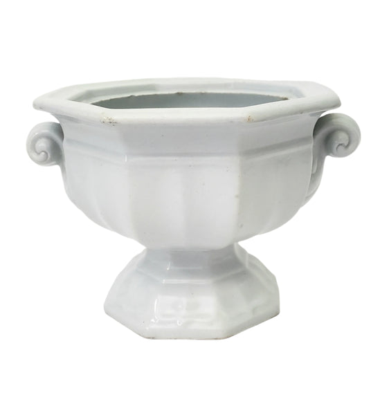 Antique White Ironstone Compote Footed Sauce Tureen English Registry Mark Mid 1800s