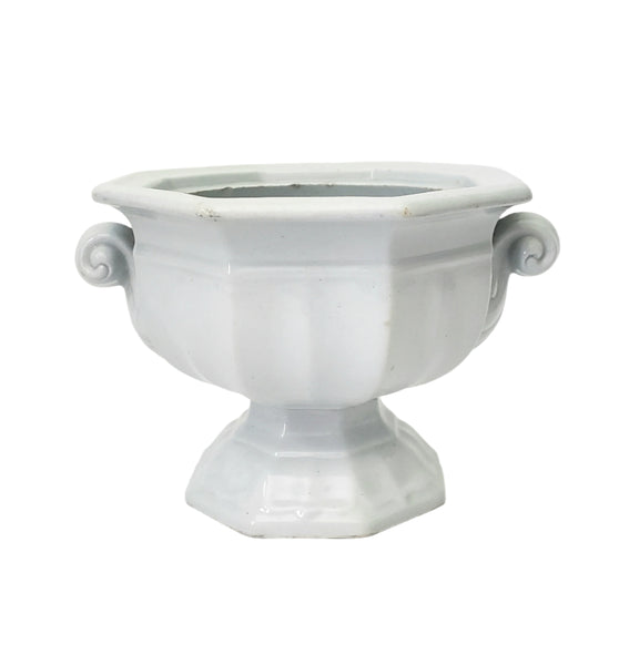 Antique White Ironstone Compote Footed Sauce Tureen English Registry Mark Mid 1800s