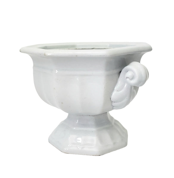 Antique White Ironstone Compote Footed Sauce Tureen English Registry Mark Mid 1800s