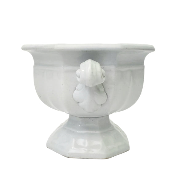 Antique White Ironstone Compote Footed Sauce Tureen English Registry Mark Mid 1800s