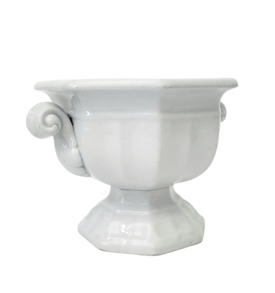 Antique White Ironstone Compote Footed Sauce Tureen English Registry Mark Mid 1800s