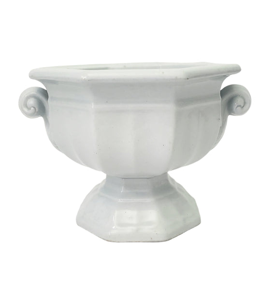 Antique White Ironstone Compote Footed Sauce Tureen English Registry Mark Mid 1800s