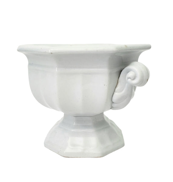 Antique White Ironstone Compote Footed Sauce Tureen English Registry Mark Mid 1800s