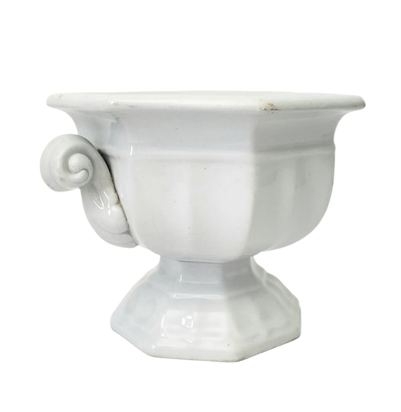 Antique White Ironstone Compote Footed Sauce Tureen English Registry Mark Mid 1800s