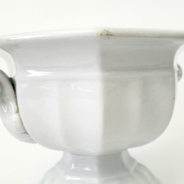 Antique White Ironstone Compote Footed Sauce Tureen English Registry Mark Mid 1800s