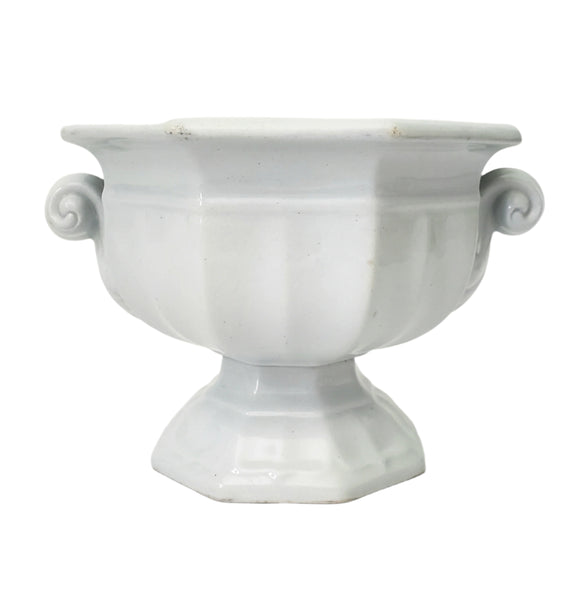 Antique White Ironstone Compote Footed Sauce Tureen English Registry Mark Mid 1800s
