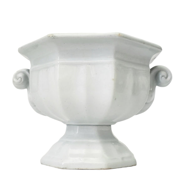 Antique White Ironstone Compote Footed Sauce Tureen English Registry Mark Mid 1800s