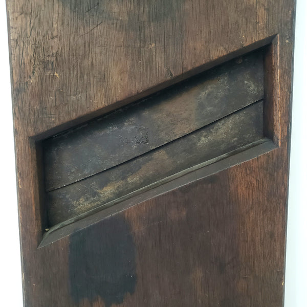 Old Dark Brown Wooden Cabbage Cutter Slaw Board with Handle 19"