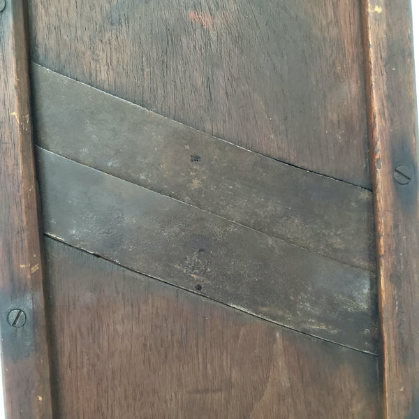 Old Dark Brown Wooden Cabbage Cutter Slaw Board with Handle 19"