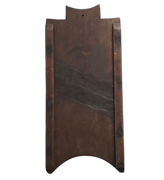 Old Dark Brown Wooden Cabbage Cutter Slaw Board with Handle 19"