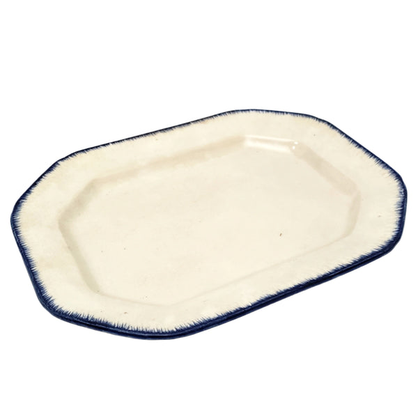 19th Century Blue Feathered Edge Platter 14 1/2"