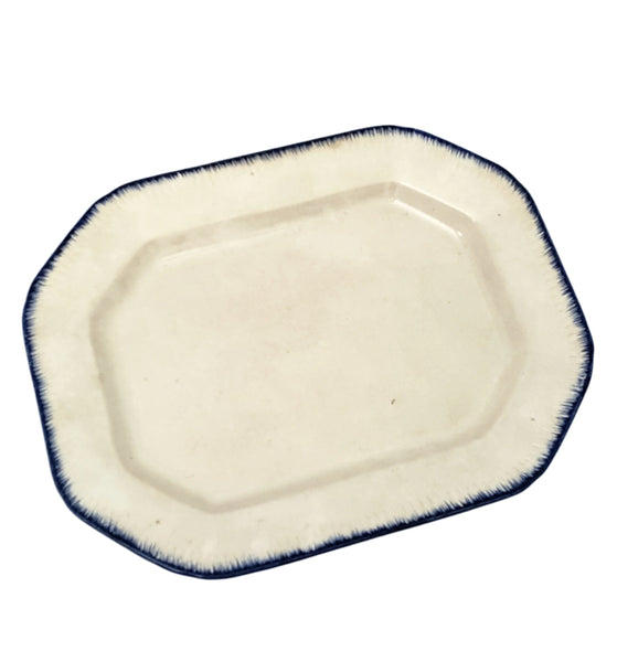 Old Blue Feathered Edge Platter 14 1/2" Crazing