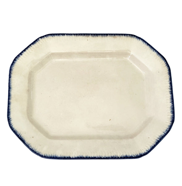 Old Blue Feathered Edge Platter 14 1/2" Crazing
