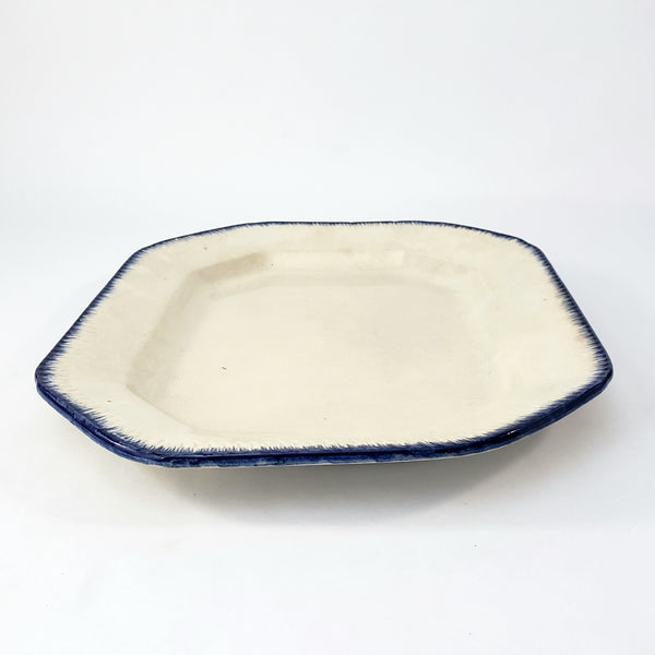 Old Blue Feathered Edge Platter 14 1/2" Crazing