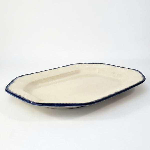 Old Blue Feathered Edge Platter 14 1/2" Crazing