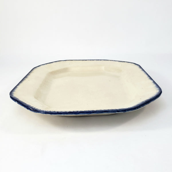 Old Blue Feathered Edge Platter 14 1/2" Crazing
