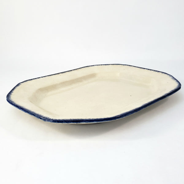 Old Blue Feathered Edge Platter 14 1/2" Crazing