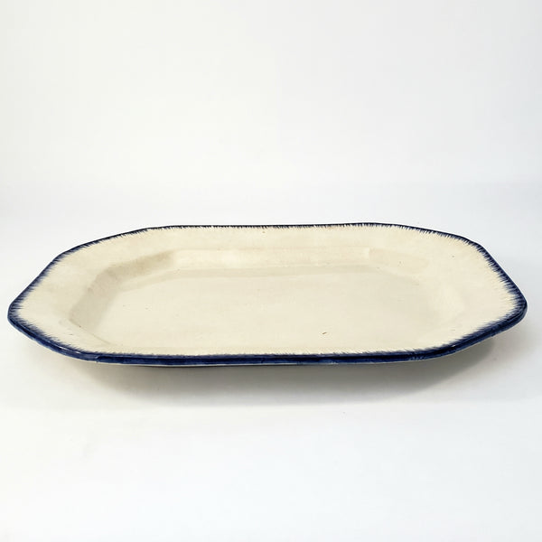 Old Blue Feathered Edge Platter 14 1/2" Crazing