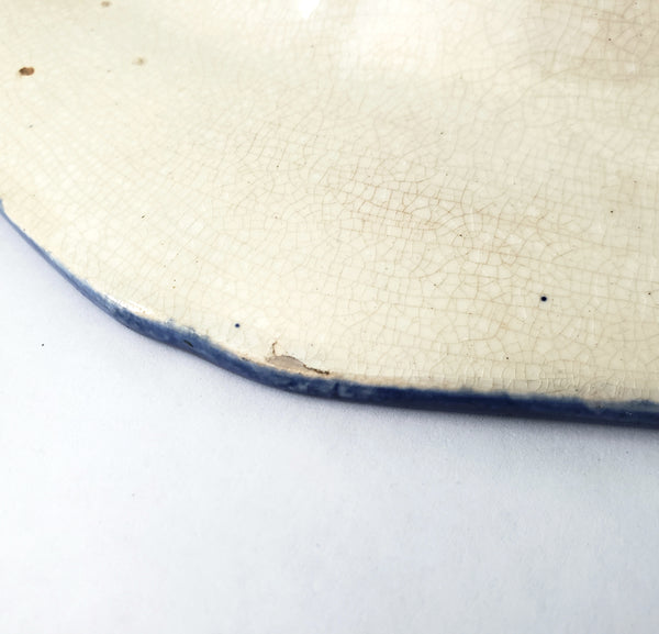 Old Blue Feathered Edge Platter 14 1/2" Crazing