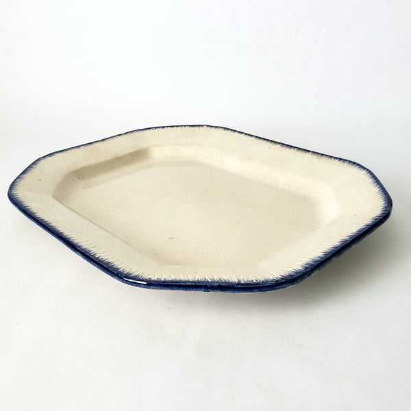 Old Blue Feathered Edge Platter 14 1/2" Crazing