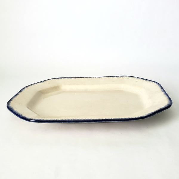 Old Blue Feathered Edge Platter 14 1/2" Crazing