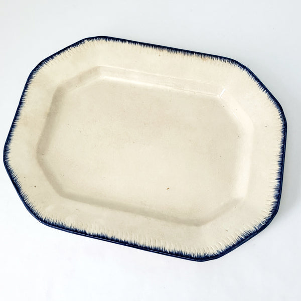 Old Blue Feathered Edge Platter 14 1/2" Crazing