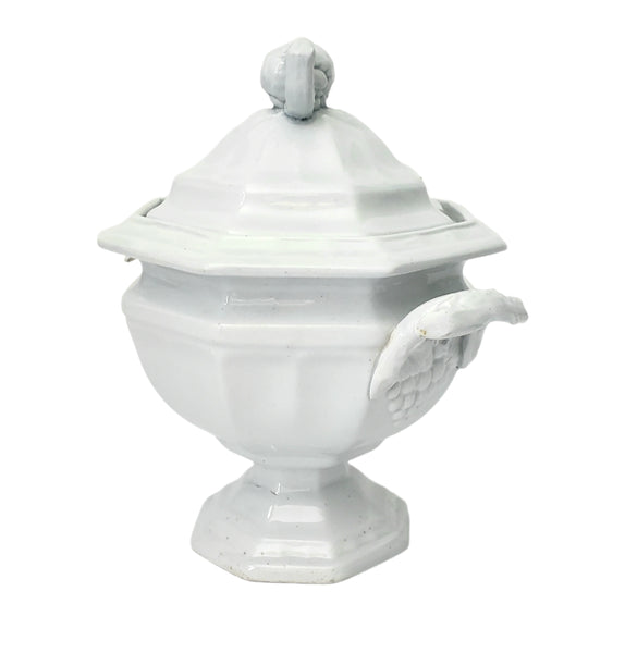 Antique White Ironstone Sauce Tureen Grape Octagon Jacob Furnival England