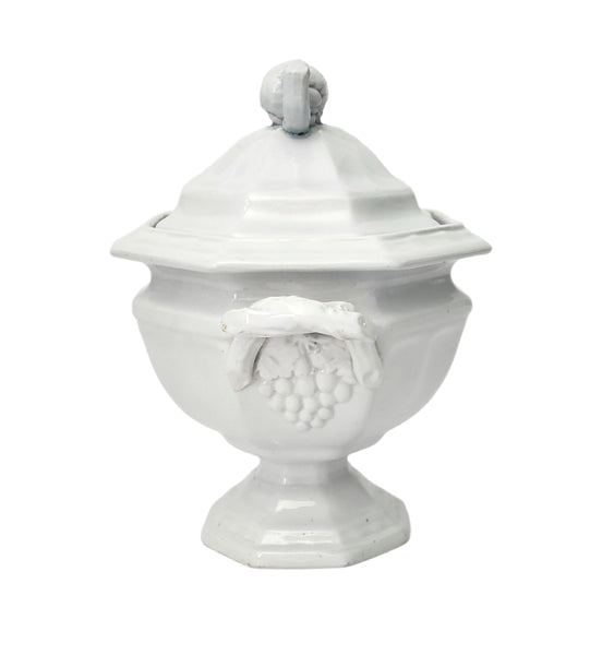 Antique White Ironstone Sauce Tureen Grape Octagon Jacob Furnival England
