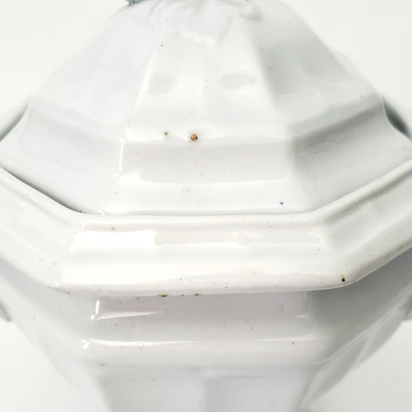 Antique White Ironstone Sauce Tureen Grape Octagon Jacob Furnival England