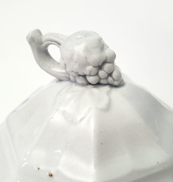 Antique White Ironstone Sauce Tureen Grape Octagon Jacob Furnival England