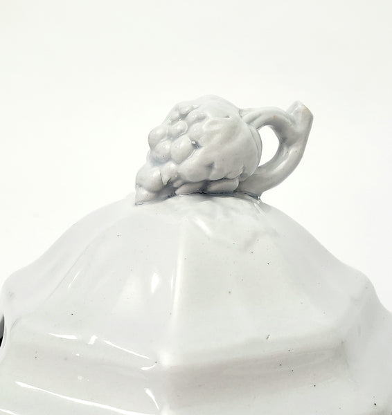 Antique White Ironstone Sauce Tureen Grape Octagon Jacob Furnival England