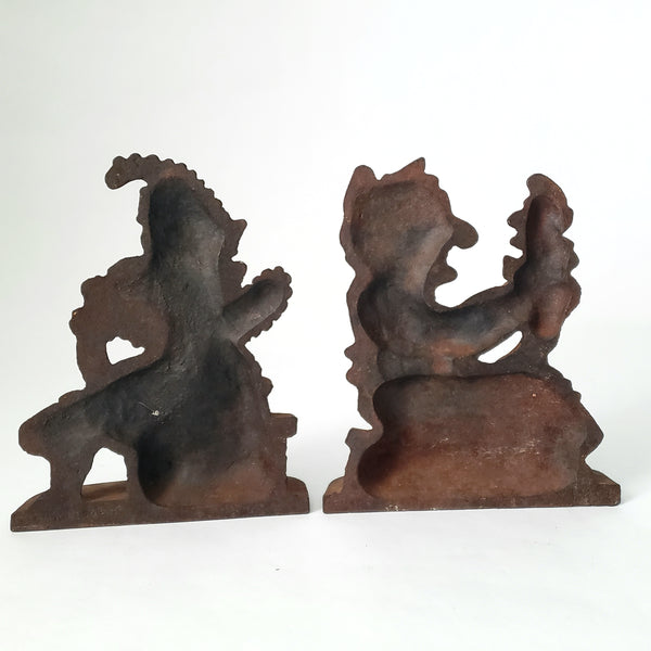 Mid-Century Punch & Judy Cast Iron Bookends by Robert Emig Reading, PA