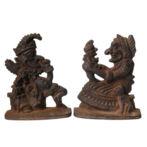 Mid-Century Punch & Judy Cast Iron Bookends by Robert Emig Reading, PA