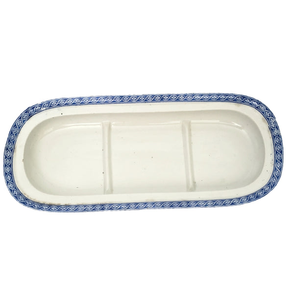 19th Century Rectangular Lidded Vanity Dish Blue & White Copeland England Registry Mark