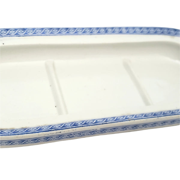 19th Century Rectangular Lidded Vanity Dish Blue & White Copeland England Registry Mark