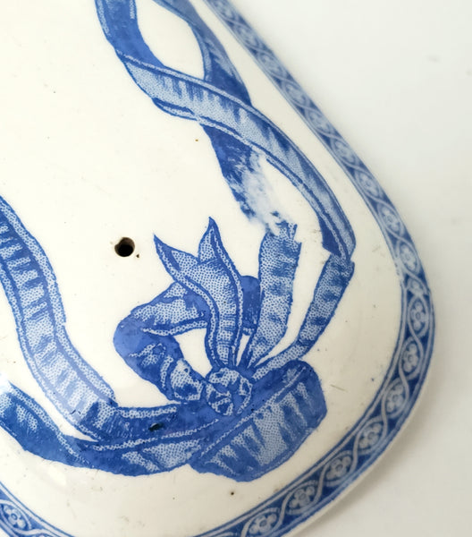 19th Century Rectangular Lidded Vanity Dish Blue & White Copeland England Registry Mark