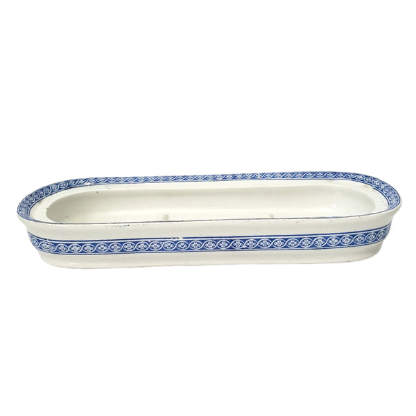 19th Century Rectangular Lidded Vanity Dish Blue & White Copeland England Registry Mark