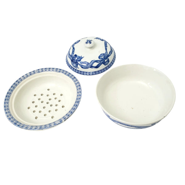 19th Century Round Lidded Soap Dish Three Piece by Copeland England Registry Mark