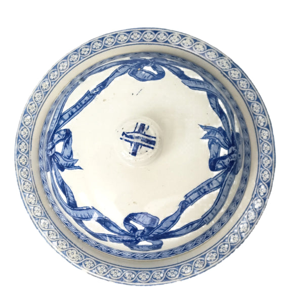 19th Century Round Lidded Soap Dish Three Piece by Copeland England Registry Mark
