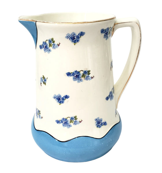 Antique Blue & White Pitcher & Wash Basin Set by Ludwig Wessel Germany