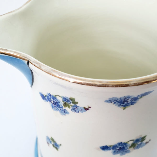 Antique Blue & White Pitcher & Wash Basin Set by Ludwig Wessel Germany