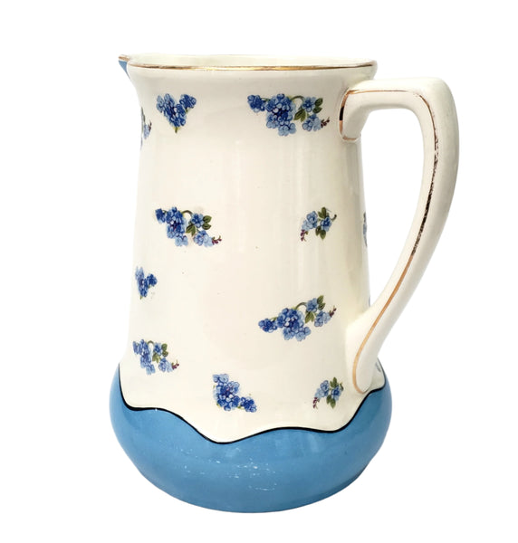 Antique Blue & White Pitcher & Wash Basin Set by Ludwig Wessel Germany