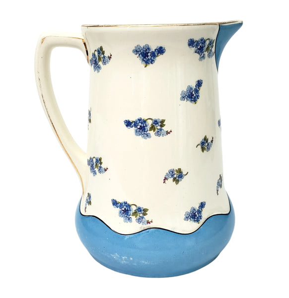 Antique Blue & White Pitcher & Wash Basin Set by Ludwig Wessel Germany