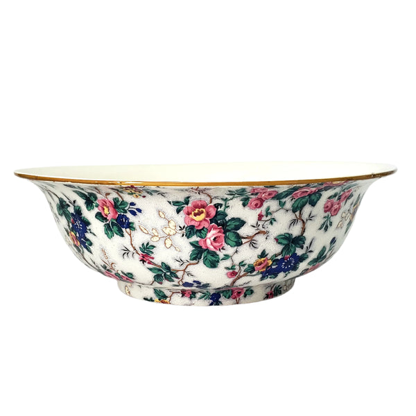 Large Antique English Crown Ducal Ware Chintz Pitcher & Wash Basin Set Ascot 1920s