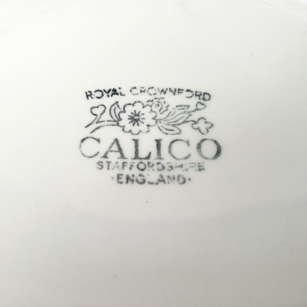 Vintage Royal Crownford Salad Plates Set of 8 Blue Calico Staffordshire England
