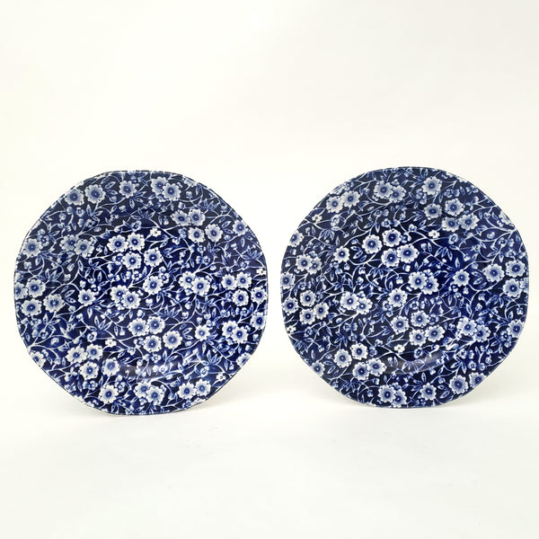 Vintage Royal Crownford Salad Plates Set of 8 Blue Calico Staffordshire England