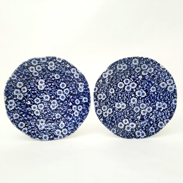 Vintage Royal Crownford Salad Plates Set of 8 Blue Calico Staffordshire England